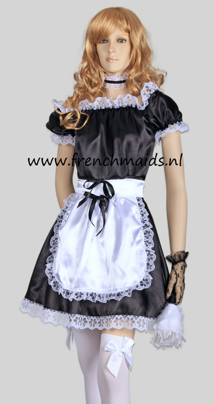 Example Classic French Maid in Black Satin - We modestly advise: whatever you would like to wear, we are confident that we can realise it for you.
