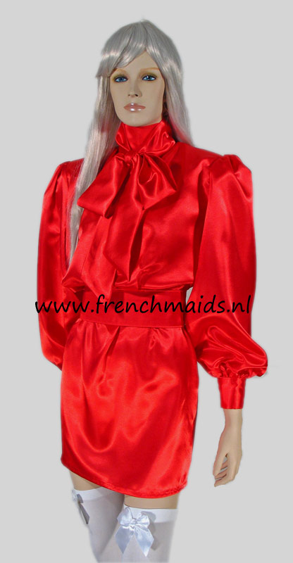Example Fashionable French Maid in Red Satin - elegant designs, eye catching styles and exquisite fabric lines from FrenchMaids.nl